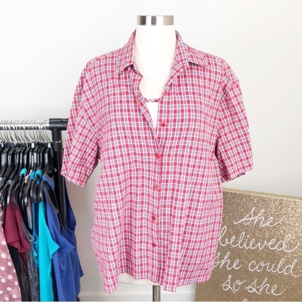 Company One plaid buttoned down top